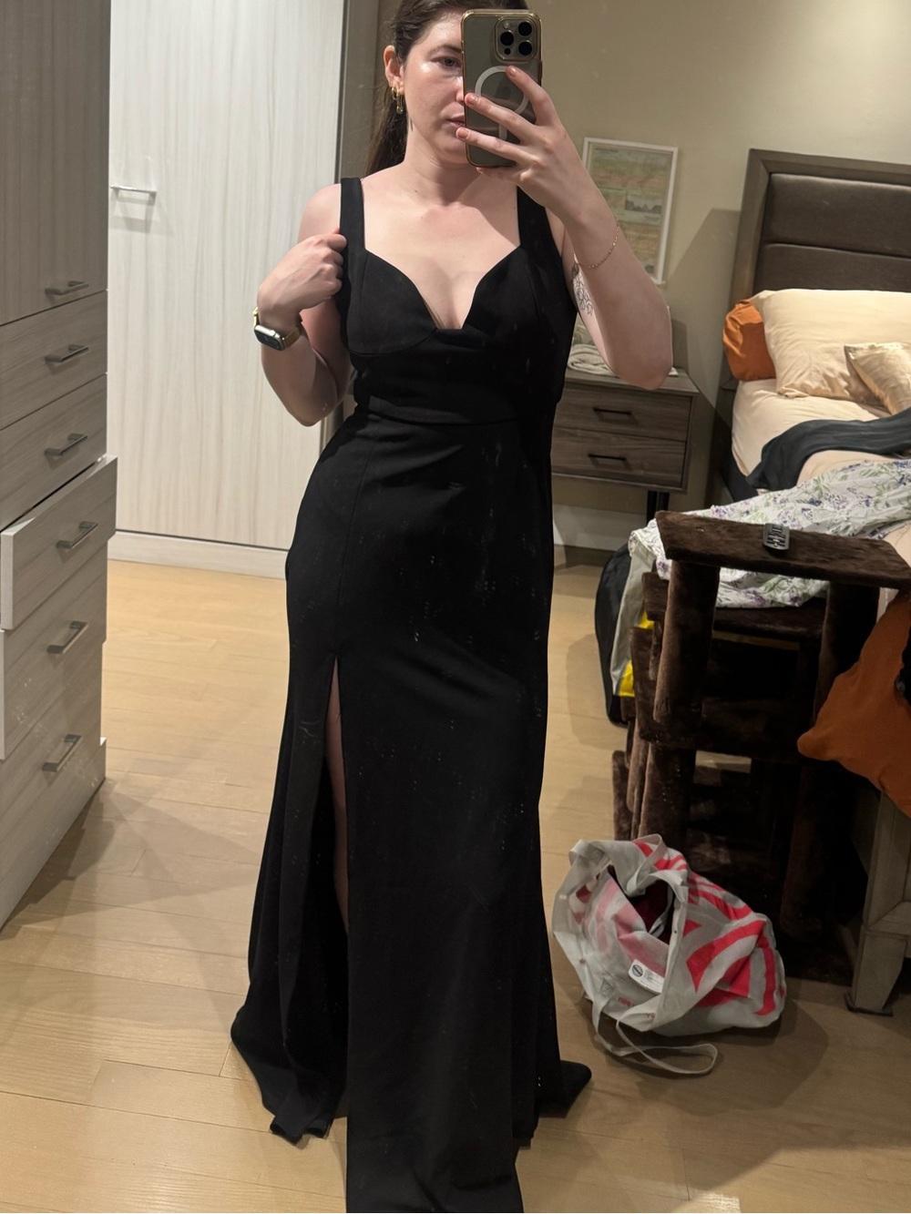 Tobi Black Maxi Dress with Front Slit